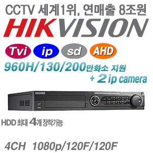 [HD-TVi AHD] DS-7304HQHI-F4/N [4HDD +2IP 리얼타임 4K-OUT]