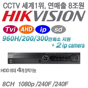 [HD-TVi AHD] DS-7308HQHI-F4/N [4HDD +2IP 리얼타임 4K-OUT]