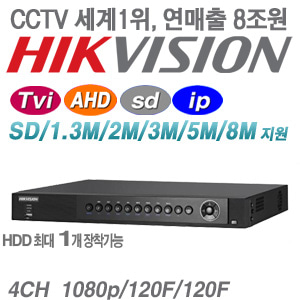 [하이브리드 HD-TVi AHD IP 2M/3M/8M] DS-7604HUHI-F1/N [4CH+4IP TVi3.0 리얼타임]