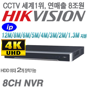 [8CH NVR] DS-7608NI-I2 [2HDD H.265 4K-2CH]