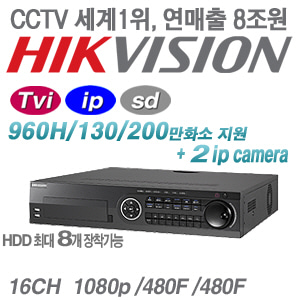 [HD-TVi] DS-8116HQHI-SH [8HDD +2IP 리얼타임]